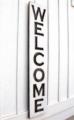 Large Vertical Welcome Sign - Carved (Available in 3 Sizes) Wood Board Rustic