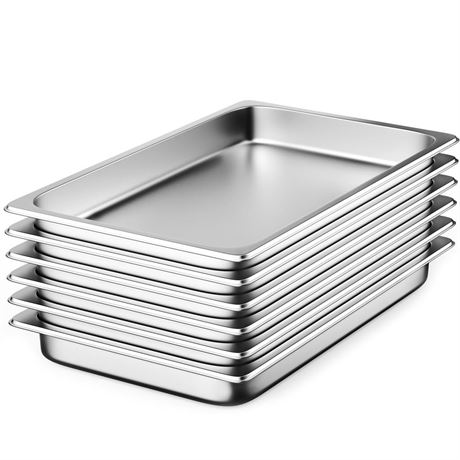 Hotel Pan 2.5" Deep Steam Table Pan 6 Pack Full Size 20.8" L x 12.8" W Hotel