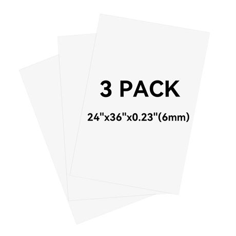 3 Pack White Foam Board 24"x36", 0.23" Thick Foam Core Board for Projects,