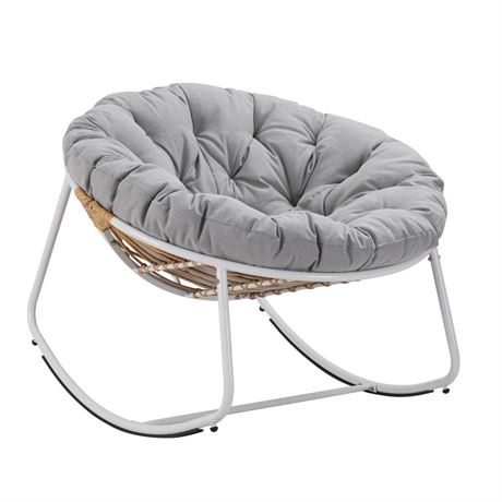 Comfy Oversized Papasan  Light Grey Padded Cushion, Royal Rattan Cushion for