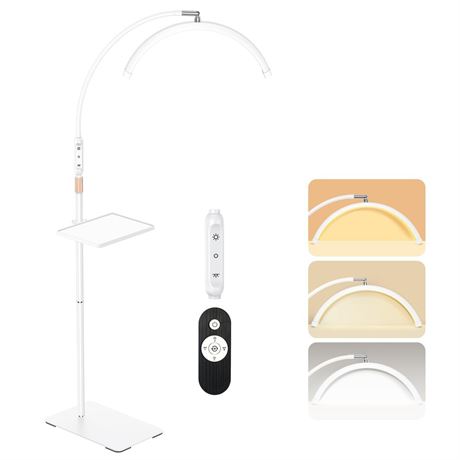 Lash Light, Half Moon Lamp with Tool Tray, LED Floor Lamp for Eyelash