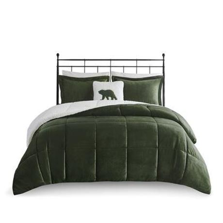 Alton Polyester Green/Ivory Full/Queen Berber Comforter Set