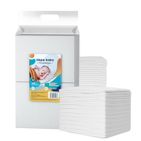 HOPE BABY Disposable Changing Pads, 18”x 24”(100 Count) Underpads Portable