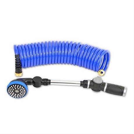 HoseCoil 3/8 Inch Self Coiling Garden  RV  Outdoor Water Hose (25.00  Blue with