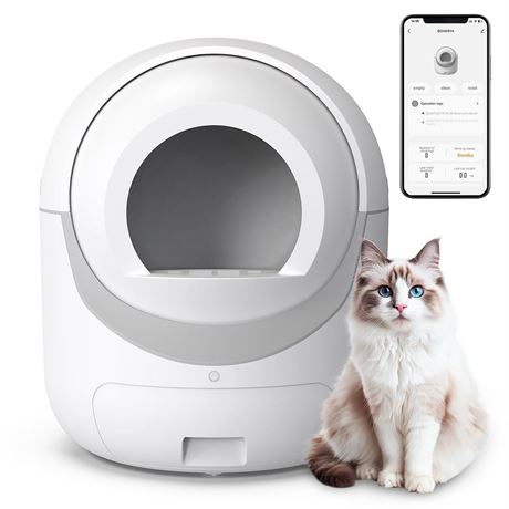 Self Cleaning Cat Litter Box, Automatic Cat Litter Box with APP Control Odor