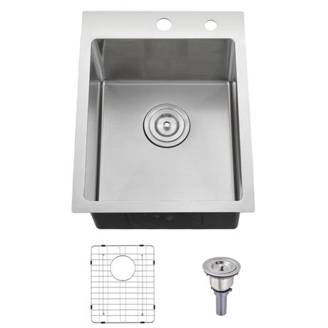 15 x 20 Inch Drop in Bar Sink, 16 Gauge Stainless Steel Small Kitchen Sink