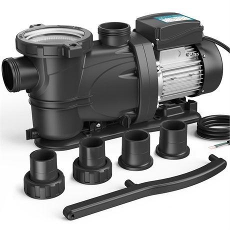 3 HP Pool Pump with timer,8964GPH,200V,2 Adapters,Powerful In/Above Ground Self