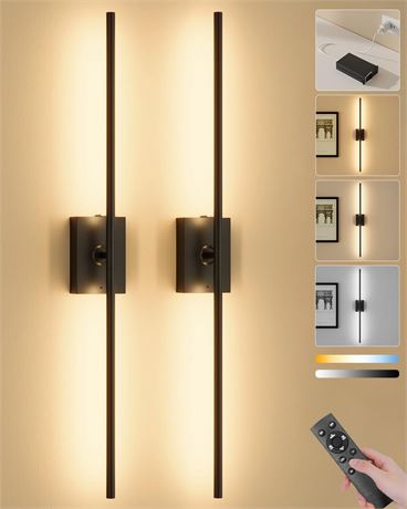 Ouyulong Battery Operated Wall Sconces Set of 2, 10000mAh Wireless Rechargeable