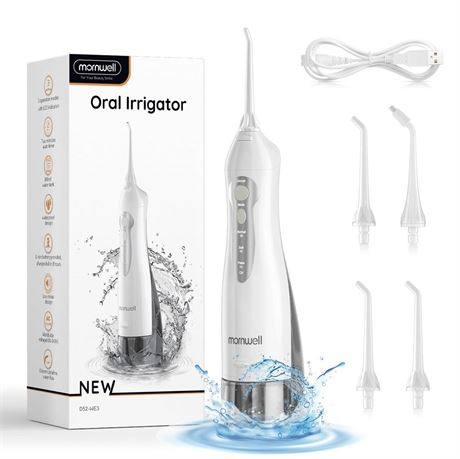 Water Flosser Cordless, Mornwell Water Flossers for Teeth - 300ML Tank and 4