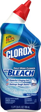 Clorox Toilet Bowl Cleaner W/Bleach  Rain Clean  24 Fl Oz