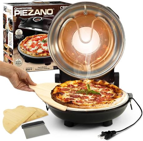 PIEZANO Crispy Crust Pizza Oven by Granitestone – Electric Pizza Oven Indoor,