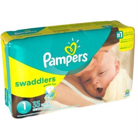 Pampers Swaddlers Soft and Absorbent Newborn Diapers  Size 1  35 Ct