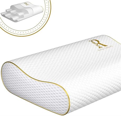 Royal Therapy Memory Foam Pillow, Queen Pillow Neck Pain Relief, Contour