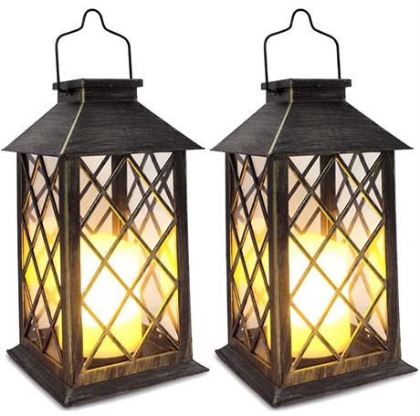 SHYMERY Solar Lantern,Outdoor Garden Hanging Lanterns,2 Pack 14 Inch Lasts 3X