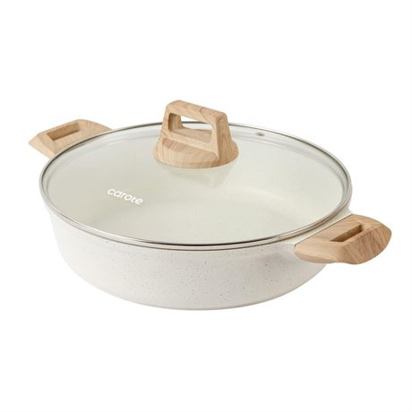 CAROTE Nonstick Stock Pot with Lid Soup Pot, 4 Quart with Lid, Casserole Super