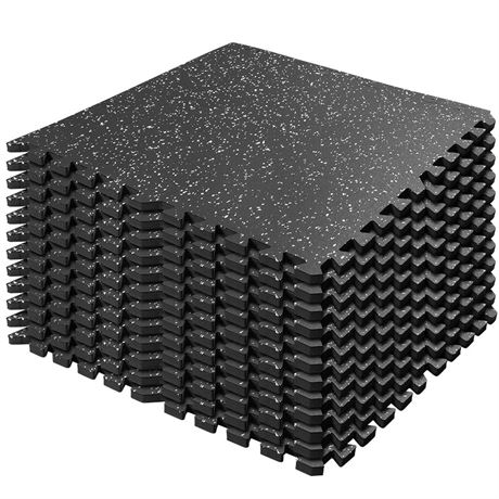 0.8in Thick 48 Sq Ft Gym Flooring for Home Gym, 12 Tiles Workout Exercise