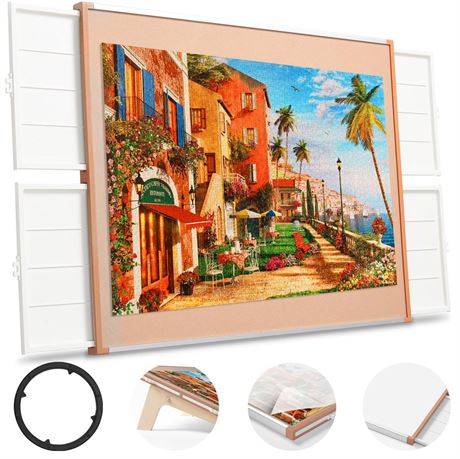 1500 Pieces Rotating Puzzle Board with Drawers and Cover, Dual-Sided