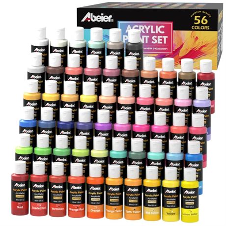 OFFSITE ABEIER Acrylic Paint Set, 56 Colors (2oz/60ml), Matte Finish,