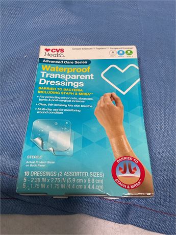 CVS health waterproof transparent dressings 10 count assorted sized