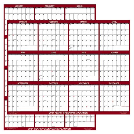 24" x 36" SwiftGlimpse 2024 Wall Calendar, Paper Folded, 12 Month Annual Yearly