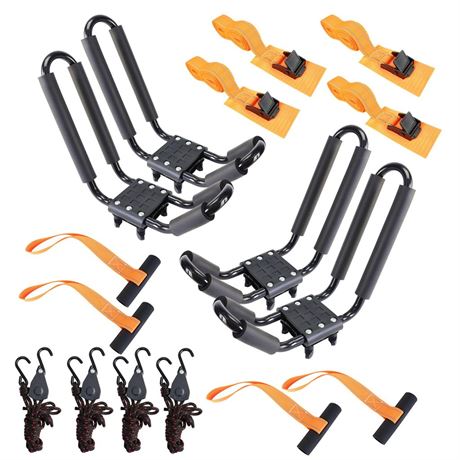 Kayak Roof Rack 2 Pairs Heavy Duty J-Bar Carrier Holder for Canoe, SUV, Cars,