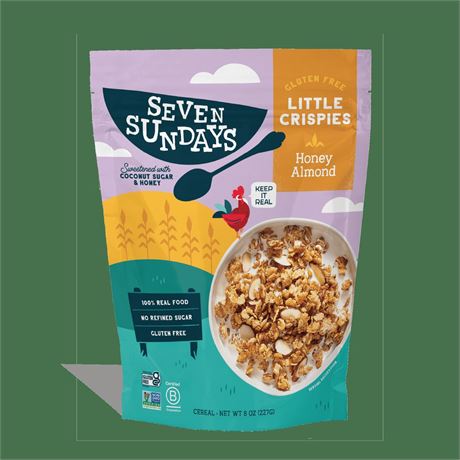 Seven Sundays Little Crispies Honey Almond Gluten-Free Cereal, 8 oz Bag, with
