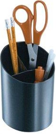 Officemate Recycled Big Pencil Cup Black with 3 Stepped Compartments + bic