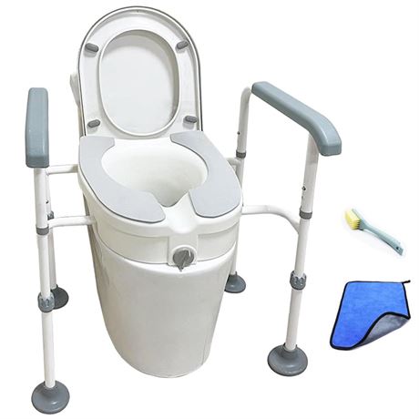 Raised Toilet Seat with Handles up to 450lbs, Elevated Toilet Seat Risers for