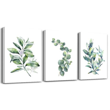 Green leaves Plants Canvas Wall Art for Living Room modern Bathroom Wall Decor