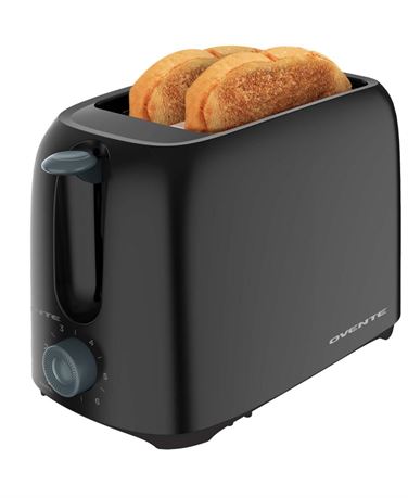 OVENTE Electric 2 Slice Toaster  6 Shade Toast Settings  Removable Crumb Tray