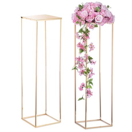 NUPTIO Gold Vases for Centerpieces Wedding - 2 Pcs 39.4 inch Tall Metal Flower