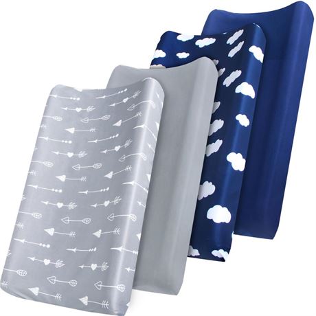 Changing Pad Cover, Diaper Changing Pad Covers 4 Pack, Fitted Baby Changing