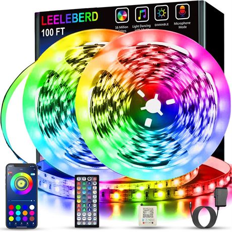 Led Lights for Bedroom 100 ft (2 Rolls of 50ft) Music Sync Color Changing RGB