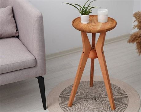 Oak Wooden 3 Leg Round End Table