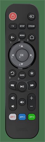 onn. Universal 3-Device Remote, Black, Compatible for TV, Streaming, Soundbar
