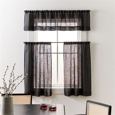 Better Homes & Gardens Linen Blend Light Filtering Rod Pocket Kitchen Curtain