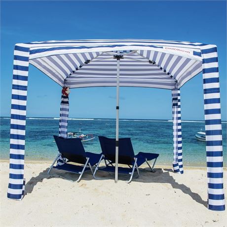 COOLCABANAS - CoolCabana 5 Beach Cabana Sun Shade Shelter Tent, 8' x 8' or 6'6"