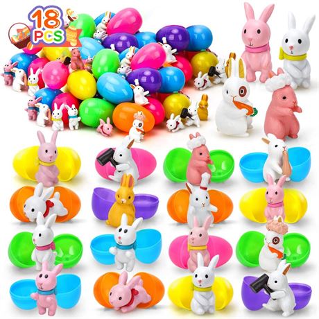 TOY Life Easter Eggs Filled with Bunny Toys, Easter Hunt Eggs Easter Basket