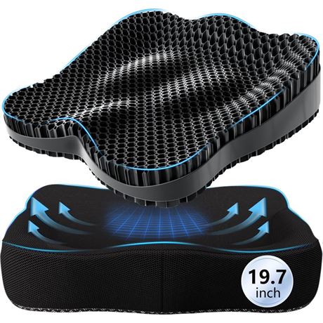 19.7in Thicken Cooling Gel Seat Cushion, Larger Gel Seat Cushion for Long