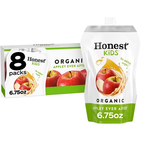 Honest Kids Appley Ever After Organic Juice Drink Pouches, 6.75 fl oz, 8 Pack