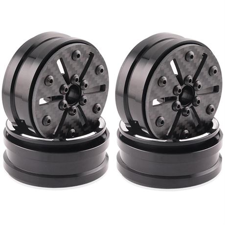 1.9" Beadlock Wheel Rims 4PCS Carbon Fiber Aluminum Wheel Rims for 1/10 RC