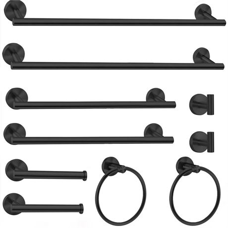 Cilee 10 Piece Matte Black Bathroom Hardware Set,2 Pack 5 Piece Bathroom