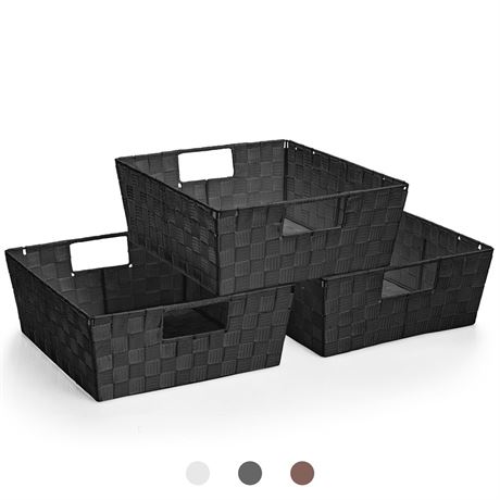 Sorbus Set of 3 Large Woven Storage Baskets – Mesh Hand-Woven Baskets for