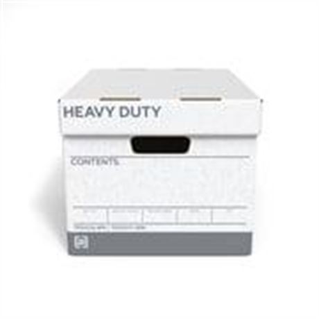 Staples Heavy Duty File Box, Lift Off Lid, Letter/Legal, White/Gray, 4/Carton