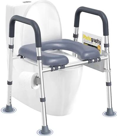 HOMLAND Raised Toilet Seat with Handles, Riser for Seniors Adjustable Height &