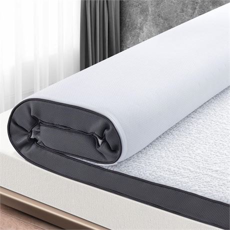 3 Inch Memory Foam Mattress Topper Queen Cooling Mattress Topper Charcoal