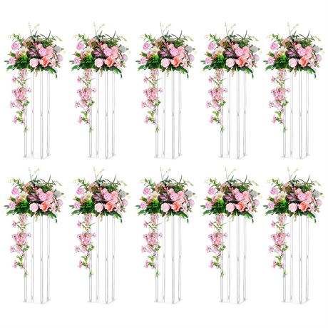 Nuptio Wedding Centerpieces Acrylic Vases - 10 Pcs 31.5 inch Tall Flower Vase