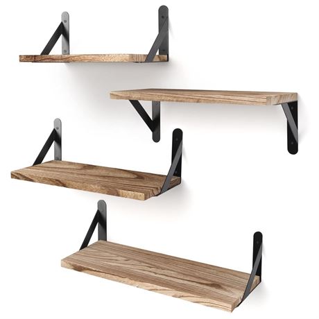 YGEOMER Floating Shelves for Wall, Light Carbonized Brown Wall Shelves