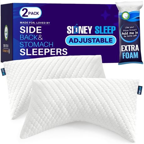 Sidney Sleep Set of 2 Queen Size Bed Pillows for Side and Back Sleepers -