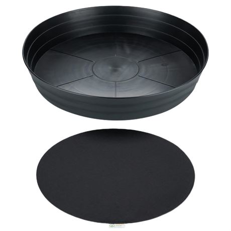 Garden Hour 25" Extra-Large Plant Saucers for Potted Plants & Felt Mat Floor